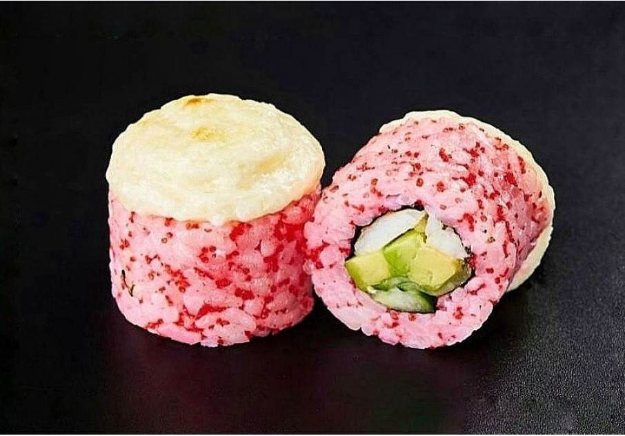 Запеченный ролл Калифорния (215 г, 8 шт)  на 100 гр 174 ккал б 6, ж 6, у 26