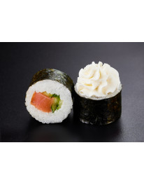 Шапка-маки с копченым лососем (205 г, 8 шт) на 100 гр ккал 209 б 9, ж 7, у 33