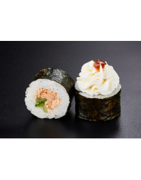 Шапка-маки с лососем в соусе барбекю (205 г, 8 шт) на 100 гр ккал 240 б 11, ж 7, у 38