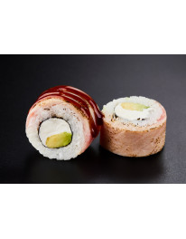 Ролл с опаленным тунцом и соусом барбекю (250 г, 8 шт) на 100 гр ккал 240 Б 11, ж 6, у 38